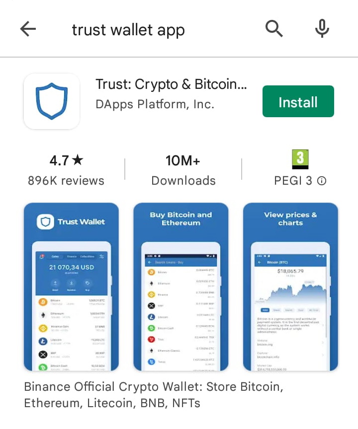 Install Trust Wallet for XREI tokens